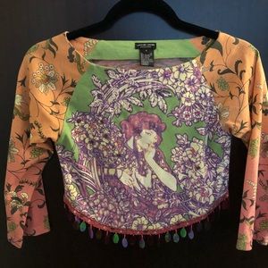 Custo Barcelona 3/4 Crop Top w Sequins, S